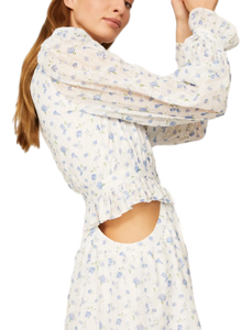 Vestido Premium Blanco y Azul con Flores para Mujer, Perfecto para Fiestas y Brunches de Fin de Semana, Elegante Vestido de Moda Disponible desde India - Product Image 5