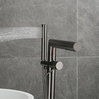 Ensemble de robinetterie de bain Azeta pour eau chaude et froide, mitigeur de douche et baignoire à poser au sol, en laiton, avec robinet cascade à poignée unique