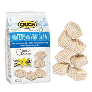 Wafer Quadrati Croccanti alla Vaniglia Fermentati con Crema Dolce Crich 250g in Confezione Biscotti Premium - Product Image 1