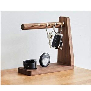 Porte-clés en bois au design étonnant pour l'entrée murale du courrier et porte-clés avec étagère Crochet pour porte-clés mural de maison - Product Image 1