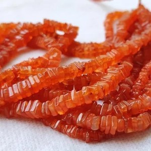 Perles plates carrées en cornaline orange naturelle de 4 mm 5 mm, vente en gros, brin de perles, certifiées IGI pour la fabrication de bijoux, meilleur choix - Product Image 2