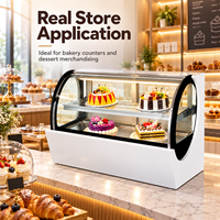 Lemari Pendingin Display Kue Oval Mini QR530A dengan Pendingin Udara, Kontrol Digital, dan Sistem Defrost Otomatis untuk Toko Roti
