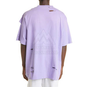 T-shirt imprimé décontracté d'été de qualité supérieure 100% coton, coupe ample, effet délavé pour hommes - Product Image 4