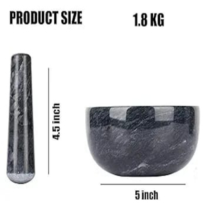 Kit de molienda de cocina de granito Natural Premium, juego de mortero grande de 5,25 pulgadas para hierbas, especias, medicamentos, Color negro - Product Image 4
