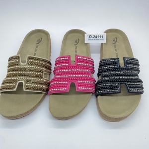 Stylish Women's Elegant Platform Leather Sandals Open Toe Handwork Beaded Cork Embellished Fancy <b>Slip</b>-<b>On</b> Wear Open Toe Clog - Product Image 3