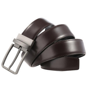 Cinturón de moda clásico de dos tonos Material de piel de vaca con patrón sólido y aleación cuadrada para hebilla Estilo formal - Product Image 5