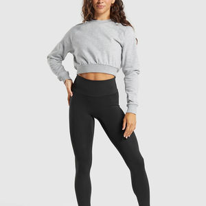 Sudadera corta de mujer altamente calificada, sudaderas recortadas transpirables para gimnasio y Athleisure, diseño de Jersey ligero OEM - Product Image 2
