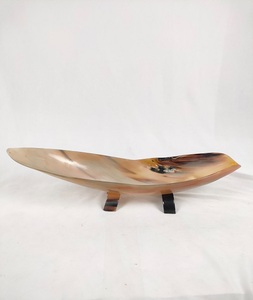 Vajilla de cerámica japonesa pequeña al por mayor, cuencos de cuerno de buey de búfalo natural ecológicos, cuencos de fruta decorativos, masa de forma ovalada - Product Image 4