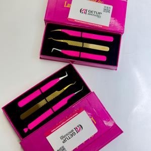 Pince à épiler de précision GETUP BROSONS IMPEX en acier inoxydable à pointe lisse pour isolation des cils/45, en plasma doré - Product Image 3