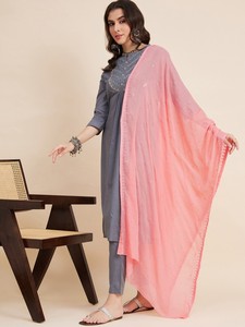 Ropa India al por Mayor, Exportación de Calidad, Algodón, Bordado Chikankari, Elegante Conjunto de Kurti y Salwar con Cuello Redondo, Dupatta, Gran Venta - Product Image 2
