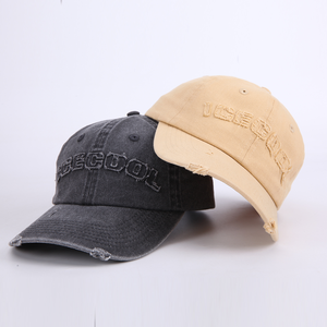 Wholesale Custom High Quality 6 Panel Unstructured Denim <b>Dad</b> <b>Hat</b> Oem Plain Metal Buckle Blank Distressed Men Baseball Caps - Product Image 1