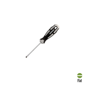 Cacciavite Piatto Stampato in Acciaio S2 con Impugnatura Bimateriale TPR Dimensione 0,8 x O/ 4,0 x 75 mm. DIN5265 - Product Image 1
