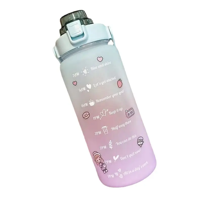 HP52 BPA ücretsiz su sürahisi 2 L yüksek kapasiteli açık sıçrama kapak taşınabilir motivasyon su şişesi