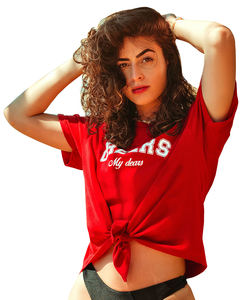 Camiseta de mujer de estilo callejero de alta calidad 100% algodón respetuoso con el medio ambiente Anti-Pilling mangas de murciélago ajuste suelto de talla grande - Product Image 3