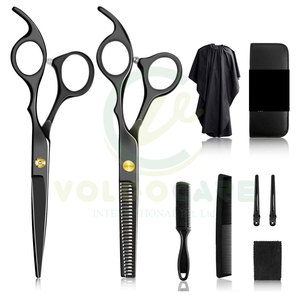 Kit de ciseaux de coupe de cheveux de barbier professionnel Ciseaux de coupe et d'amincissement en acier inoxydable avec poignée confortable - Product Image 3