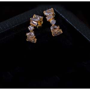 ต่างหูทรงเรขาคณิตชุบทองสแตนเลสสตีลสไตล์วินเทจสำหรับงานปาร์ตี้ - Product Image 5