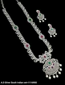 ENSEMBLE DE COLLIER DE MARIÉE EN DIAMANT AMÉRICAIN ET BOUCLES D'OREILLES CLASSIQUES ET DE HAUTE QUALITÉ ENSEMBLE DE BIJOUX DE MARIAGE POUR FEMMES DE STYLE CLASSIQUE - Product Image 2
