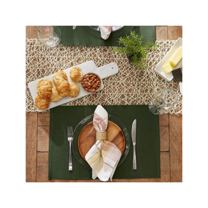 Napperon rustique en jute doré brodé tendance 35x50cm, certifié ISO, en fibre durable, idéal pour la table à manger, vente en gros Inde - Product Image 2