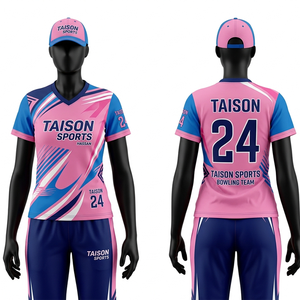 Women <b>bowling</b> jersey 175 GSM premium polyester micro mesh breathable quick dry light purple teal panel custom sublimation logo - Product Image 4