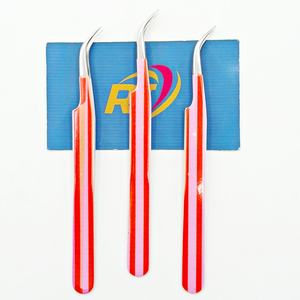 Pinzas de Precisión para Extensión de Pestañas de Acero Inoxidable, Antimagnéticas, Antiestáticas, Punta Curva para Pestañas Clásicas y de Volumen, Personalizables - Product Image 1