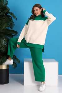 Suéter de pierna ancha informal de cintura alta para mujer, pantalones de otoño Winte de alta calidad, conjunto de dos piezas, traje de punto para deportes de Yoga y hogar - Product Image 2