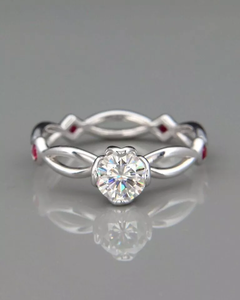 Anillo de compromiso de moissanita Original con corte VVS1 de 1.30CTW para mujer, banda trenzada única, Plata de Ley 925, fiestas de boda finas - Product Image 2