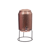Pot d'eau en cuivre 100% avec support en métal avec distributeur en verre avec support design martelé 5 litres