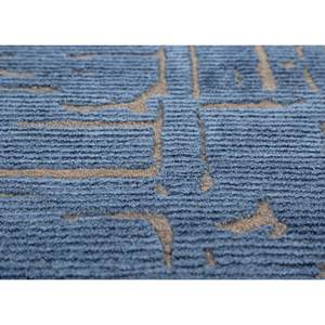 Tapis rectangulaire 4m en laine et viscose tufté à la main, motif jacquard rayé abstrait bleu, pour couloir, maison, adolescents TRA-15281 - Product Image 3