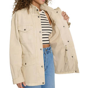 Chaqueta Cargo de Manga Larga con Cuello Alto Personalizada de Alta Calidad, Chaqueta Cargo Transpirable Rellena de Algodón para Mujer - Product Image 4