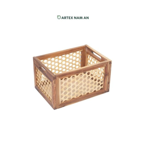 Panier en rotin et en bois fait à la main, durable, écologique, organisateur de maison - Product Image 2