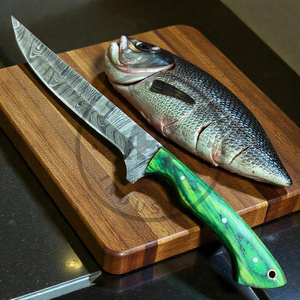 Couteaux à fileter en acier de Damas forgés à la main, écologiques, ambidextres, ensemble de couteaux à fileter flexibles pour poisson, avec étui en cuir, couteaux de cuisine - Product Image 1