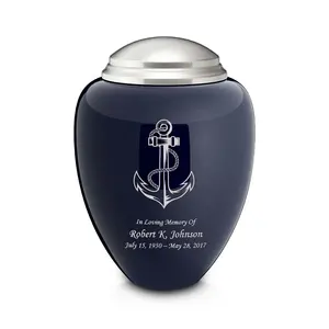โกศบรรจุอัฐิสำหรับผู้ใหญ่ รุ่น Navy & Brushed Pewter Anchor - Product Image 1