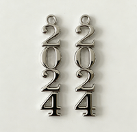 Breloques Métalliques Personnalisées Année Numérotée, Pendentifs en Alliage de Zinc Plaqué Argent Poli, Bijoux de Remise de Diplôme, Porte-clés, Artisanat DIY Moderne