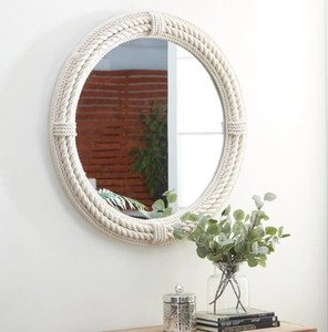 Hermoso espejo de pared grande colgante de cuerda blanca espejo de cuerda - Product Image 1