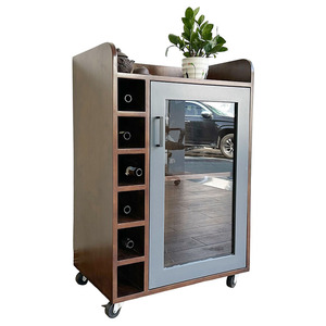Natural Wood Solid <b>Wine</b> Cabinet Portable Mini - Product Image 1