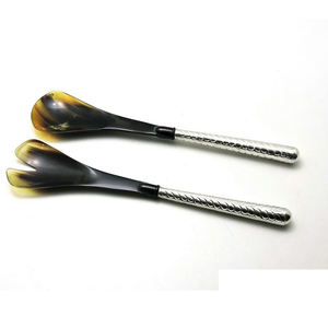 Vajilla de cuerno de buey pulida natural Cubiertos de cuerno de búfalo natural-Cucharas pequeñas y tenedores Hecho EN LA India Servidor de ensalada Buffalo - Product Image 6