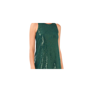 Abito da sera lungo in raso verde da donna Vince Camuto con maniche in paillettes all'uncinetto, taglia M - Product Image 2
