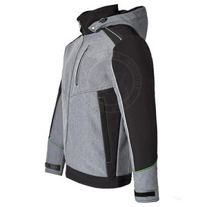 Venta al por mayor de chaqueta Softshell impermeable por encargo de los hombres transpirable de talla grande con logotipo de punto estampado cierre de cremallera OEM suministro - Product Image 3