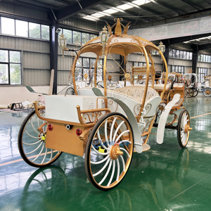 Carruaje Eléctrico de Cenicienta Dorado con Interior Blanco, Carroza para Paseos al Aire Libre, Transporte Especial, Carruajes de Caballos - Product Image 4