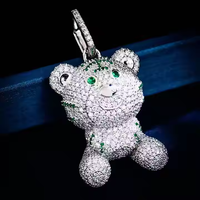 Pendentif Ours Dansant Glaçé en Argent 925 Plaqué Or avec Moissanite VVS, Style Hip Hop Tendance, Bijou Dessin Animé Mignon, Cadeau Unisexe