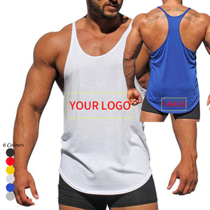 Bas prix impression personnalisée coton Stringer Gym Fitness Singlet entraînement Muscle musculation hommes débardeur OEM Y respirant décontracté - Product Image 3