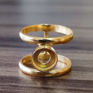 Sólido 925 plata esterlina 7mm redondo doble banda rueda diseño en blanco ajuste semi-montaje 18K chapado en oro fino anillo hecho a mano - Product Image 4