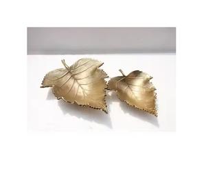 ชุดถาดประดับอลูมิเนียมใบยาวแบบโบราณชุด2ชิ้นสำหรับงานปาร์ตี้หรือของขวัญแต่งงานถาดโต๊ะเครื่องแป้งทำจากโลหะ - Product Image 1