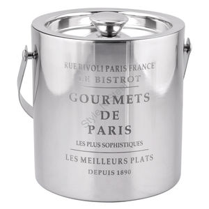 Cubo de hielo de doble pared pesado Premium de acero inoxidable de GOURMETS DE PARIS en color plateado con un diseño clásico elegante - Product Image 1