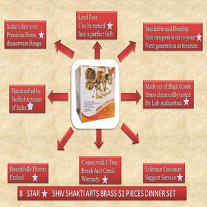 Ensemble de table à fleurs en laiton pour 6 pièces Pital Thali Set Vaisselle en métal durable et lavable au lave-vaisselle - Product Image 3