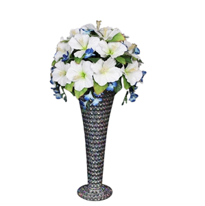 High Quality Modern Handmade Gold Metal Flower Bowl <b>Vase</b> <b>Stand</b> Base with Crystal Beaded Design Luxury Decorative Tabletop <b>Vase</b> - Product Image 5