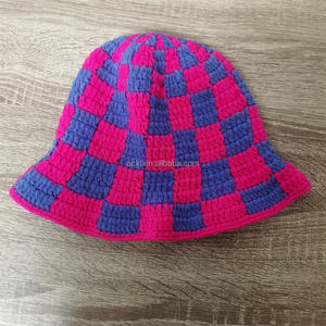 EFANBEANIE Handmade Women's Checkerboard Patterned Crochet <b>Bucket</b> <b>Hat</b> Casual Cotton Yarn Visor for Outdoor Beach Use - Product Image 5