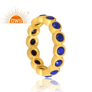 แหวนพลอย Lapis ธรรมชาติชุบทอง18K 925เงินสเตอร์ลิงเครื่องประดับแบบละเอียด - Product Image 2