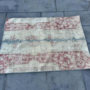 Tapis turc, tapis vintage 2,8x3,8 pieds, tapis en laine patchwork rouge et bleu - Product Image 3