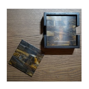 Ensemble de sous-verre en corne écologique de haute qualité 6 pièces avec support pour restaurant à la maison sous-verres en corne polie de couleur naturelle - Product Image 5
